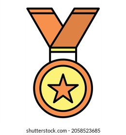 Diseño del icono de contorno relleno de medalla vectorial
