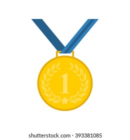Vector medal icon in flat style. 