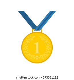 Vector medal icon in flat style. 
