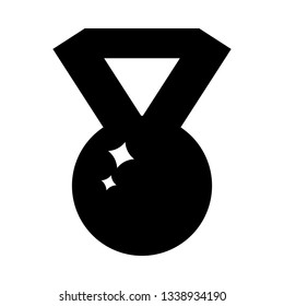 Vector Medal Icon isolated on white background. Black Silhouette of Winner Symbol. Vector illustration for Your Design.