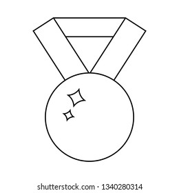 Vector Medal Icon isolated on white background. Outline Icon of Winner Symbol. Vector illustration for Your Design, Web.