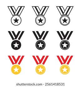 Vector Medal Icon Set. Winner Symbols. Medal Icon Symbols