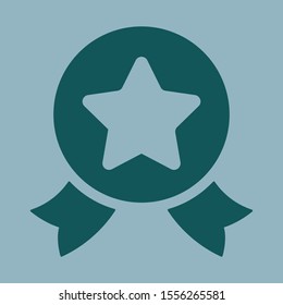Vector medal icon with a star in gray colors, success logo.