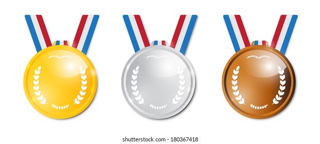Vector Medals: Gold, Silver, Bronze, First, Second, Third
