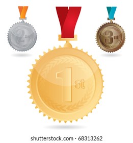 Medallas vectoriales: oro, plata y bronce