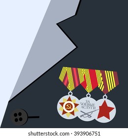 Vector medals for The Great Victory on the front of veteran