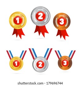 Vector Medals Sets - Gold, Silver, Bronze, First, Second, Third 