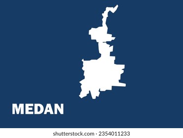 vector del mapa de Medan en color azul y blanco
