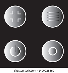 Vector media buttons icon set on black background. - Vector
