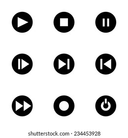 Vector media buttons icon set on white background