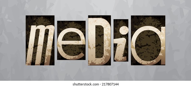 Vector media concept, retro vintage letterpress type