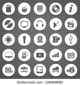 vector media Devices and multimedia icons set - entertainment illustrations, cinema, movie and film signs