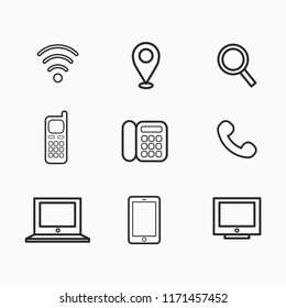 vector media icons, flat style, address book, internet connection