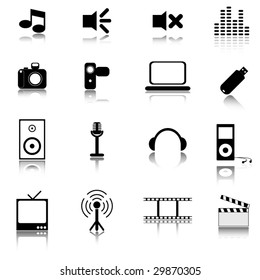 Vector media icons set