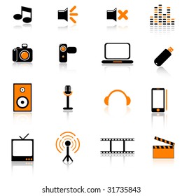 Conjunto de iconos de medios vectores