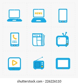 Vector Media Icons set on white background