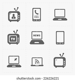 Vector Media Icons set on white background