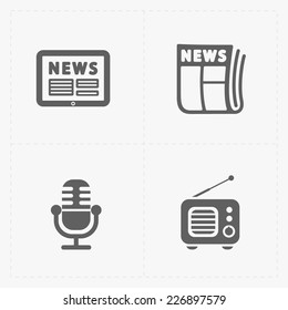 Vector Media Icons set on white background