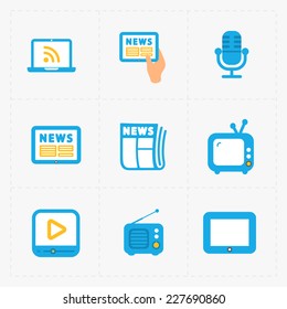 Vector Media Icons set on white background