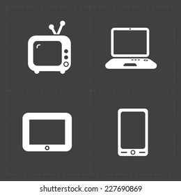 Vector Media Icons set on dark background