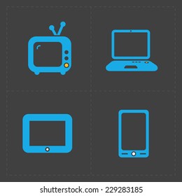 Vector Media Icons set on dark background