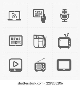 Vector Media Icons set on white background