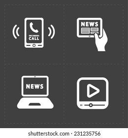 Vector Media Icons set on dark background