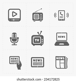 Vector Media Icons set on white background
