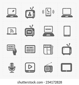 Vector Media Icons set on white background