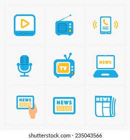 Vector Media Icons set on white background