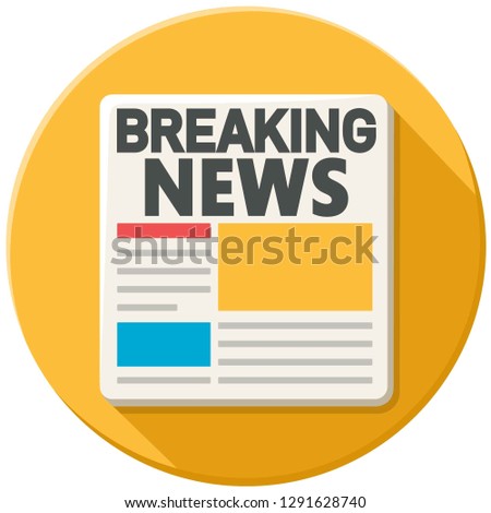 Vector media news icon newspaper. Newspaper headline: Breaking News. Newspaper illustration in flat minimalism style.