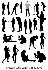 Vector media people silhouettes