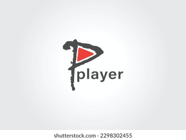 Reproducción de medios vectoriales con diseño de logotipo de carta P, icono de logotipo del reproductor de medios,