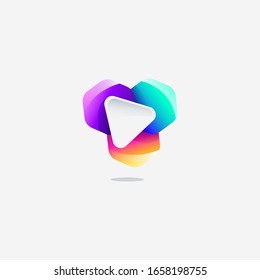 vector media play video logo design template