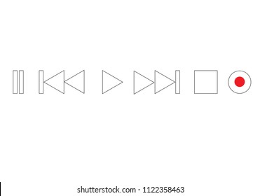 Vector Media player Buttons and Icon Set on white background.illustration EPS10.