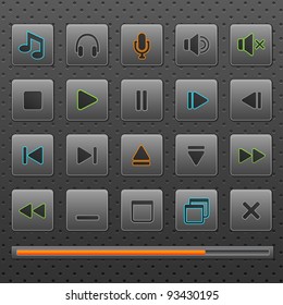 Vector media player icons. 3 colors in separate  layers