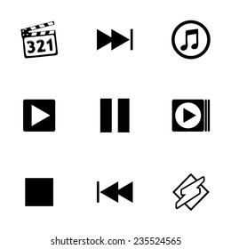 Vector media player icons set on white background