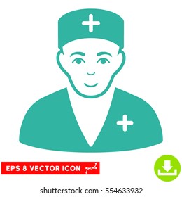 Vector Medic EPS vector pictogram. Illustration style is flat iconic cyan symbol on a transparent background.