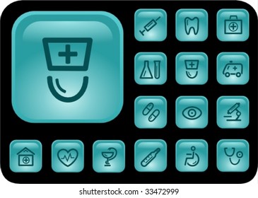 Vector: Medical aqua buttons