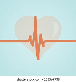 Vector medical background with heart and cardiogram