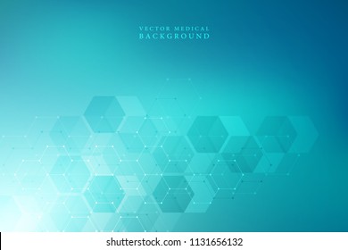 Vector medical background from hexagons. Geometric elements of design for modern communications, medicine, science and digital technology. Hexagon pattern background