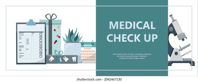 Vektormedizinisches Banner. Pharmazie-Vorlage für Krankenhäuser, Werbung, Apothekenschulung. Internationaler Gesundheitsschutz, Versicherung.Medizin und Chirurgie.Impfung, Online-Gesundheitskontrolle, medizinische Versorgung
