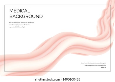 Vector medical banner template with abstract 3d wavy shape like intestine and text isolated on white background.