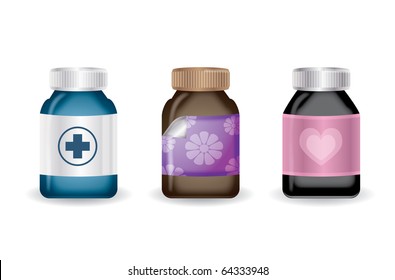 Vector medical bottles on a isolated background