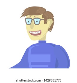Vector Medical Braces Teeth. Dental Care Background. Orthodontic Treatment. Cartoon Opening Mouth.
