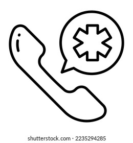 Vector del icono de llamada médica, línea de ayuda de emergencia