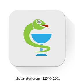 vector medical care. Flat illustration of pharmacy snake isolated on white background. healthcare sign symbol. medical caduceus icon