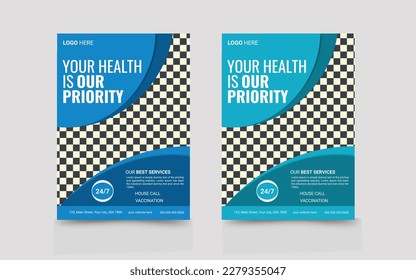 vector medical care poster and flyer template design