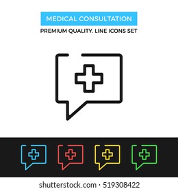 Vector Medical Consultation Icon. Doctor Advice. Premium Quality Graphic Design. Modern Signs, Outline Symbols Collection, Simple Thin Line Icons Set For Websites, Web Design, Mobile App, Infographics