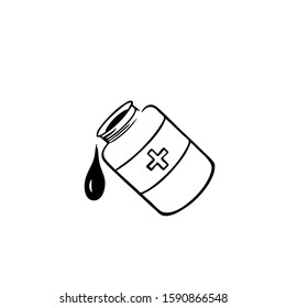 Vector medical container with mixture isolated on white background 